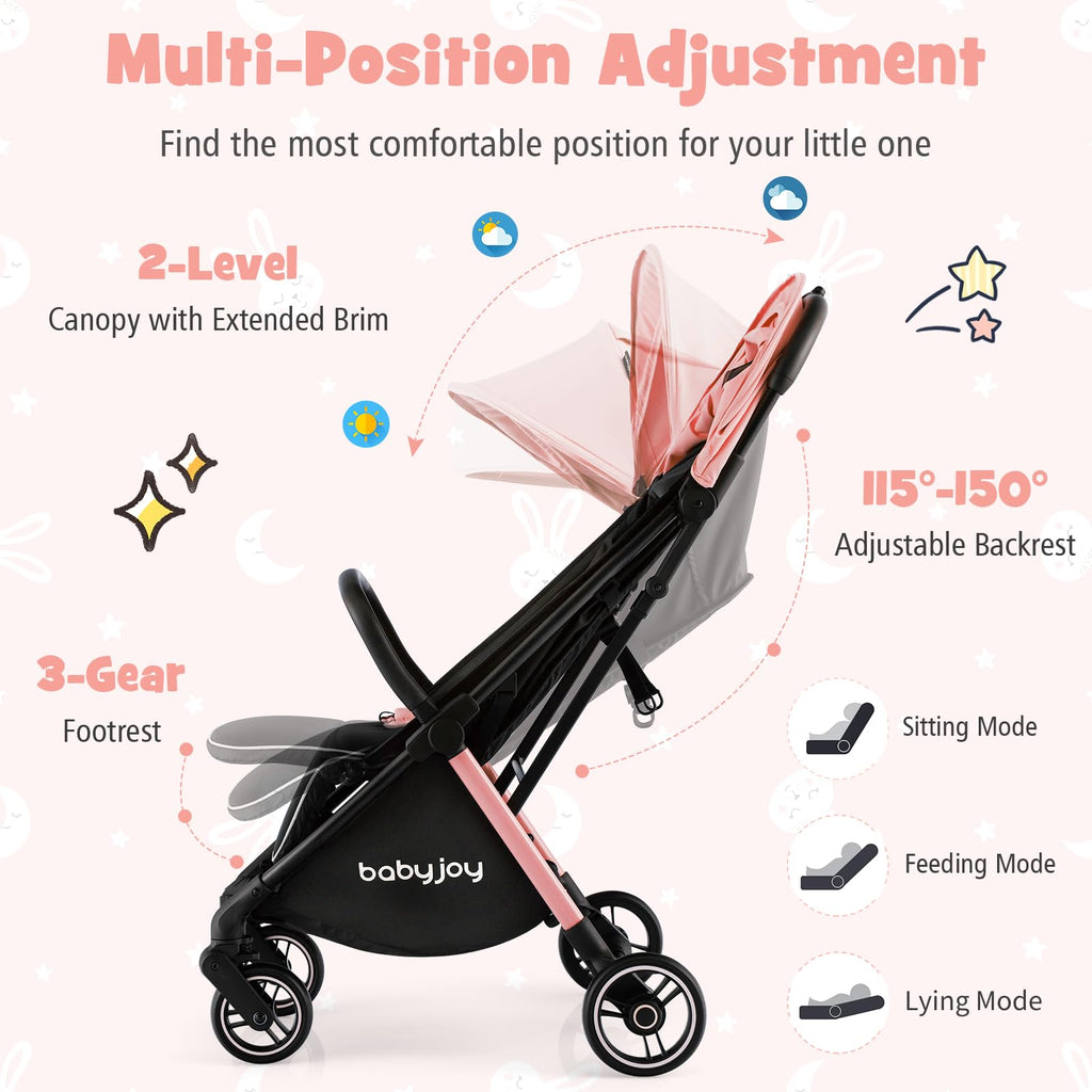 Lightweight Compact Baby Stroller with Canopy and Storage Basket F755125