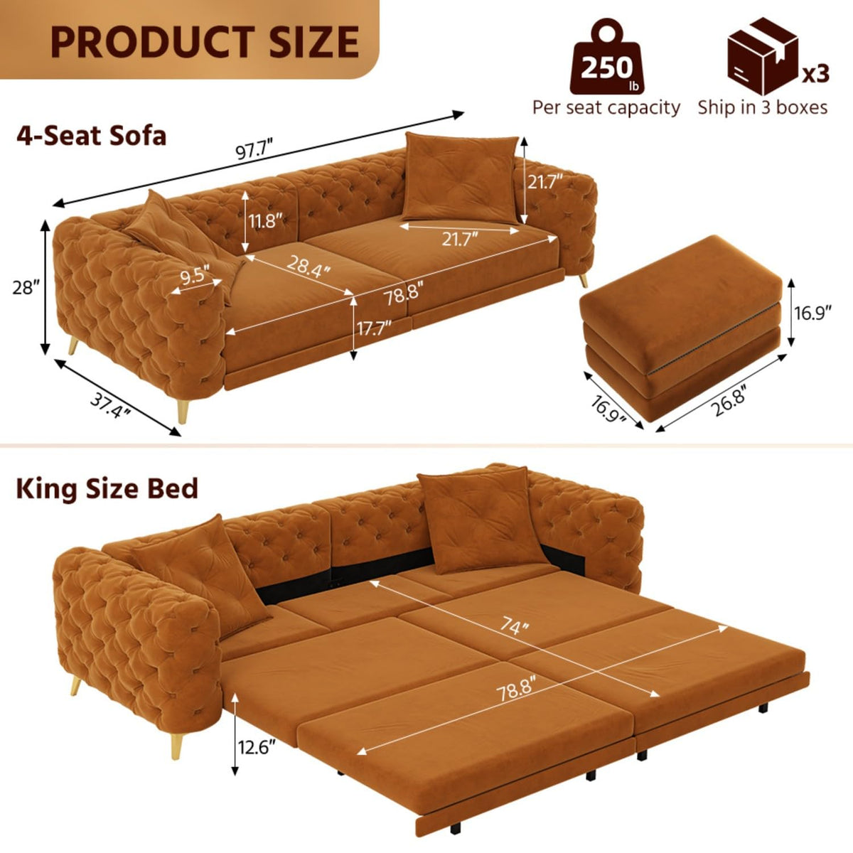 Convertible Sleeper Sofa with Ottoman A32440