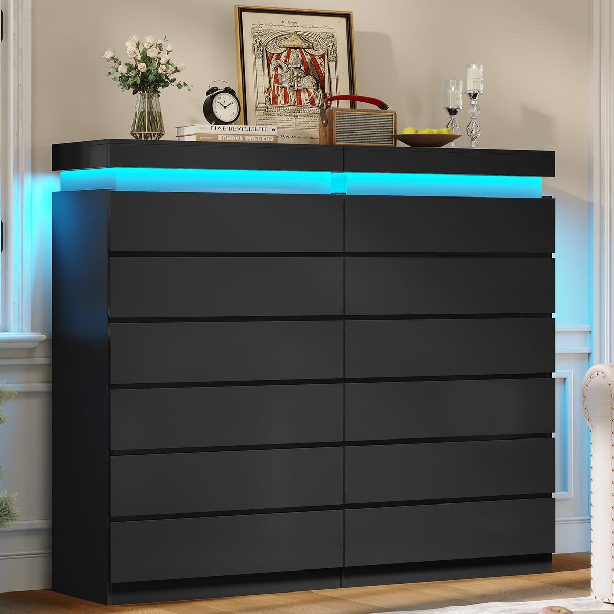 Black 6 Drawer Dresser D55852