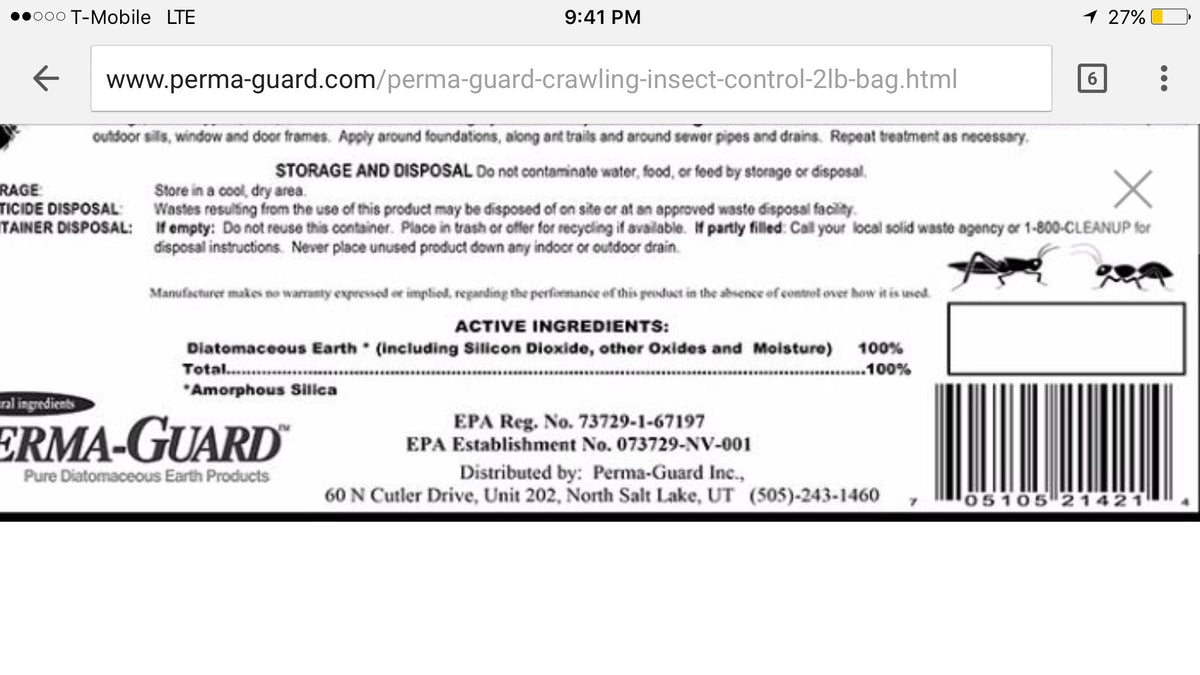 Diatomaceous Earth Powder 2 Pound Bag L3353