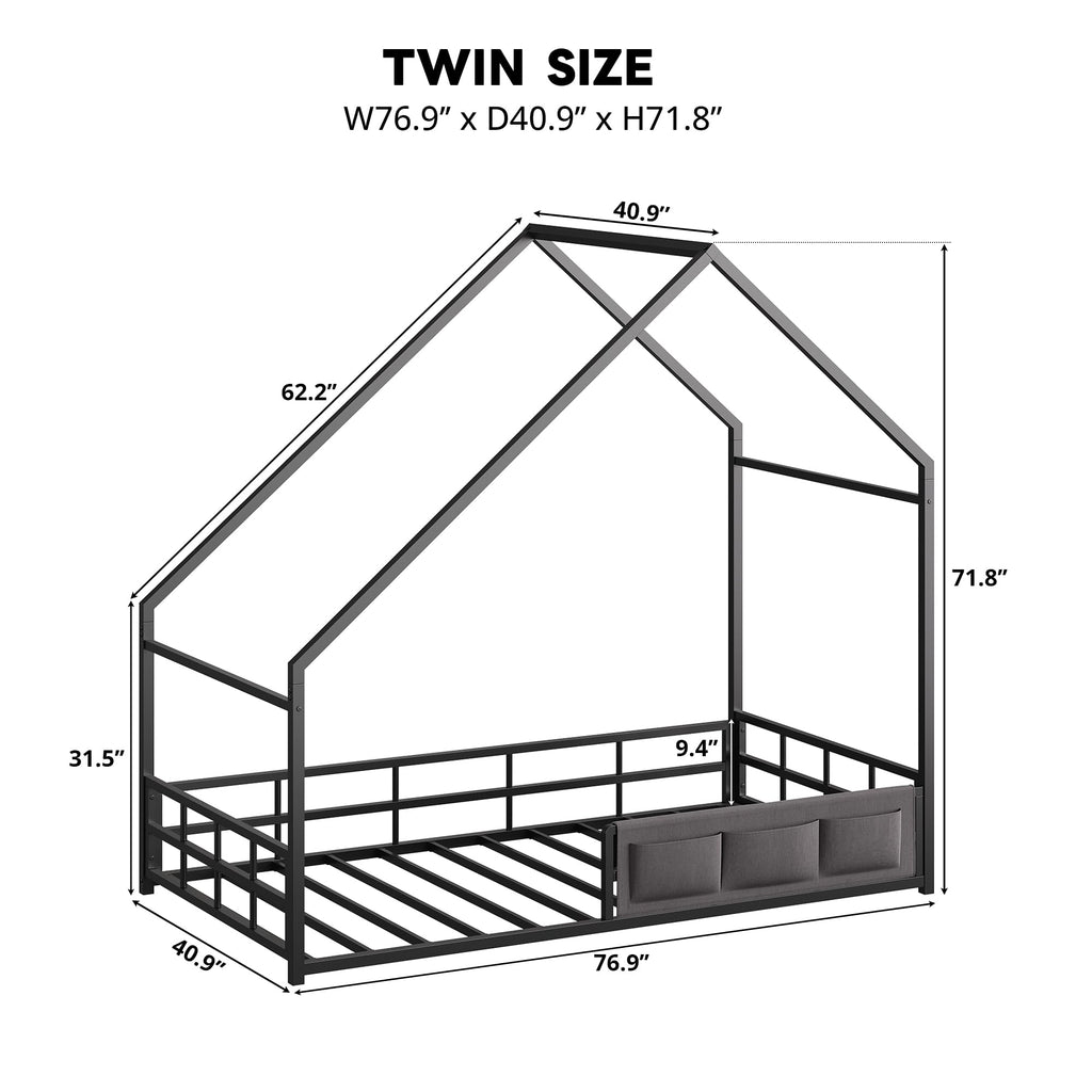 Twin Size Metal Floor Bed Frame X23301