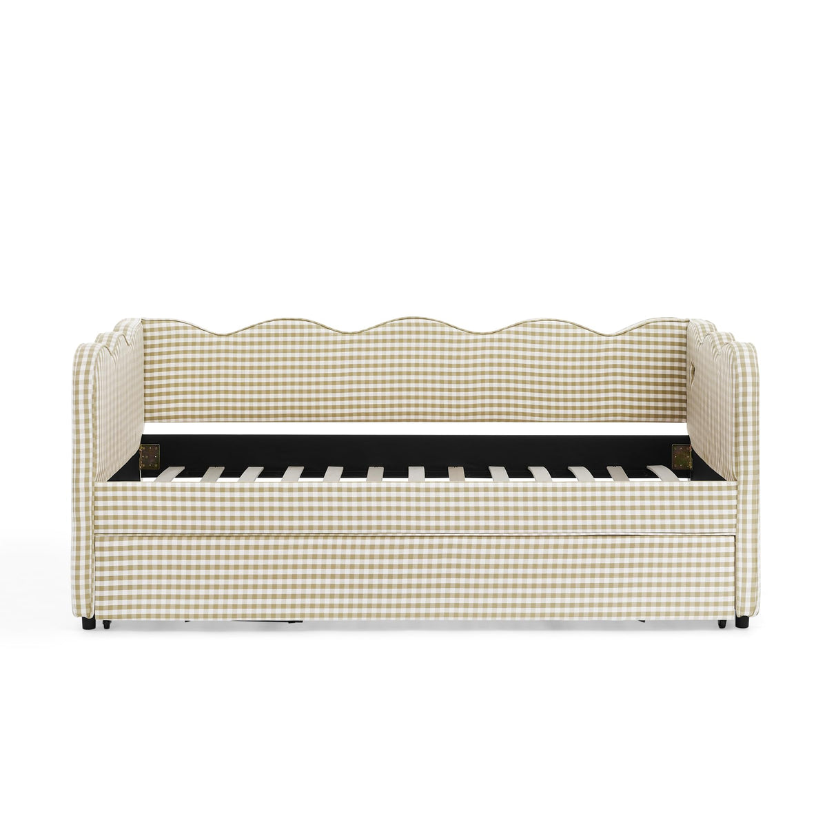Twin Size Gingham Daybed with Trundle and USB Ports F499