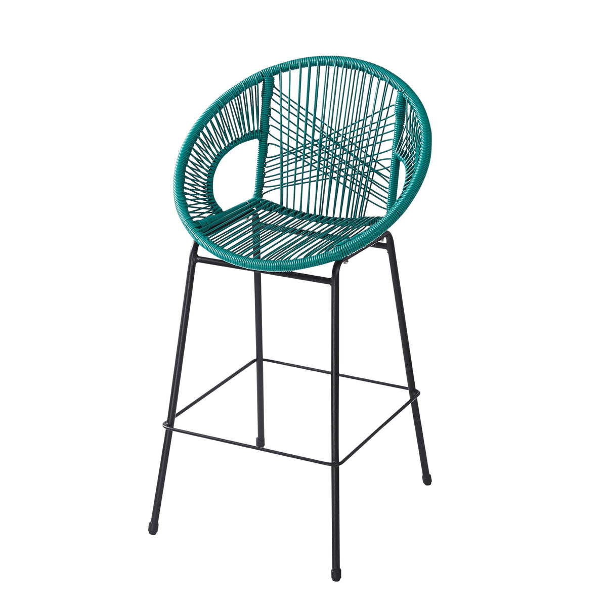 Teal Faux Wicker Outdoor Bar Stool Set of 2 S692606