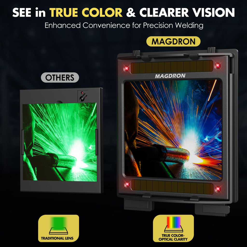 Auto Darkening Welding Helmet Large View True Color 4 Arc Sensor Solar/Battery Powered N316