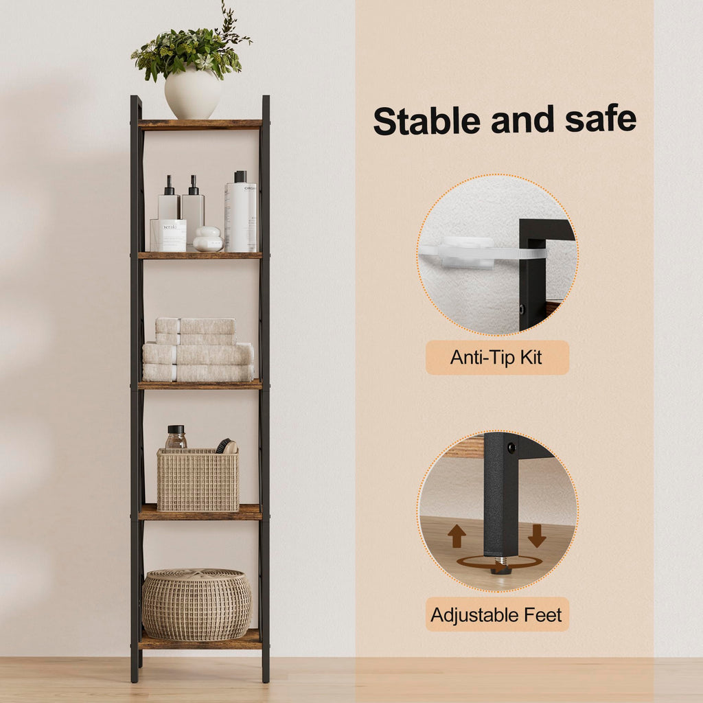5 Tier Metal Bookshelf J77748