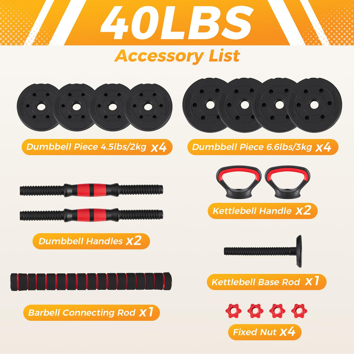 Adjustable Dumbbell Set 20/40/60LBS V29814