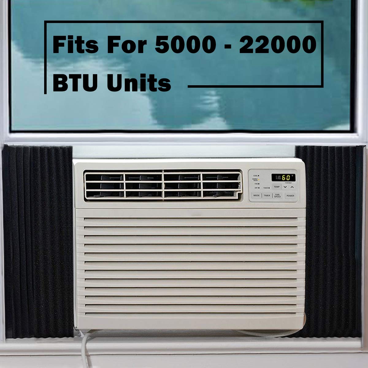 Window Air Conditioner Foam Insulation Panels, 2 Pack, Black, 17in High x 9in Wide B525984