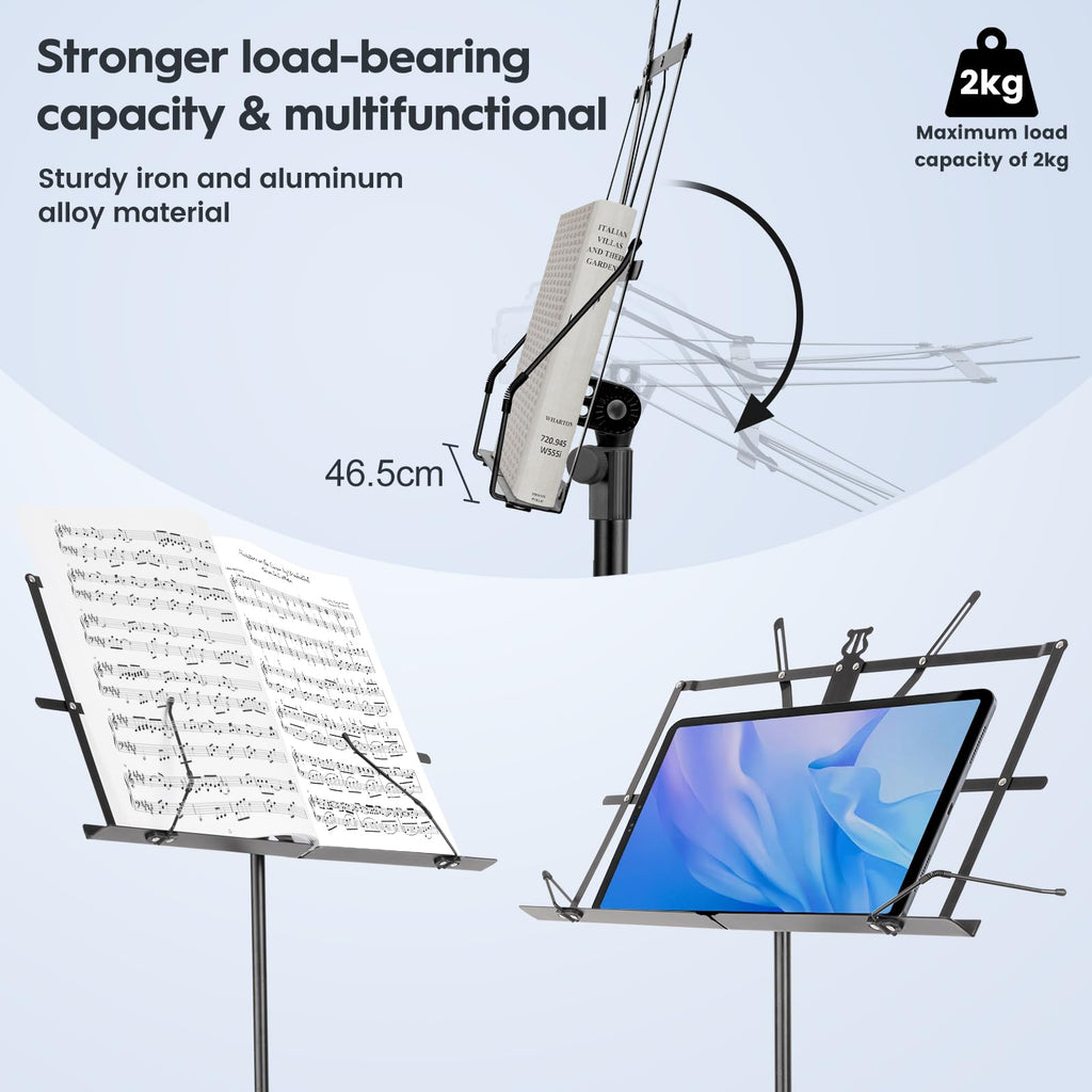 Black Adjustable Metal Music Stand with Carrying Bag O4950