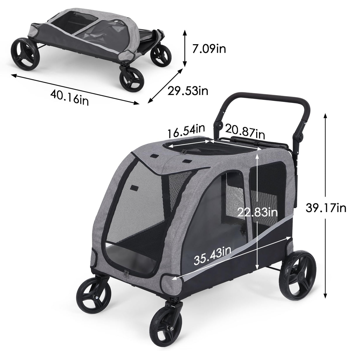 Extra Large Foldable Dog Stroller with Pocket, Up to 130 lbs B675717
