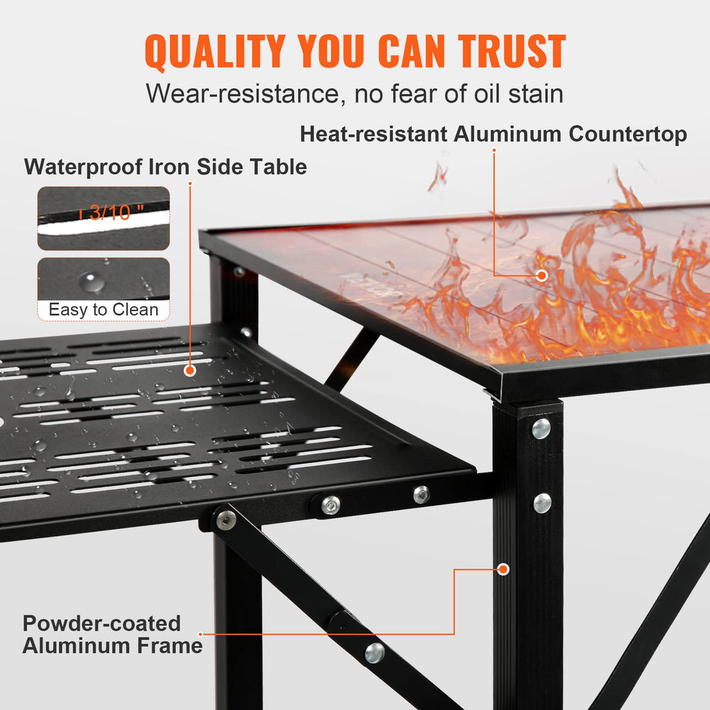 Aluminum Folding Camping Kitchen Table with 2 Shelves Z21044