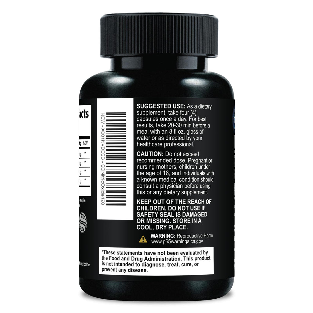 Nitric Oxide Supplement 3000mg Blend L-Arginine & L-Citrulline 120 Capsules G781476