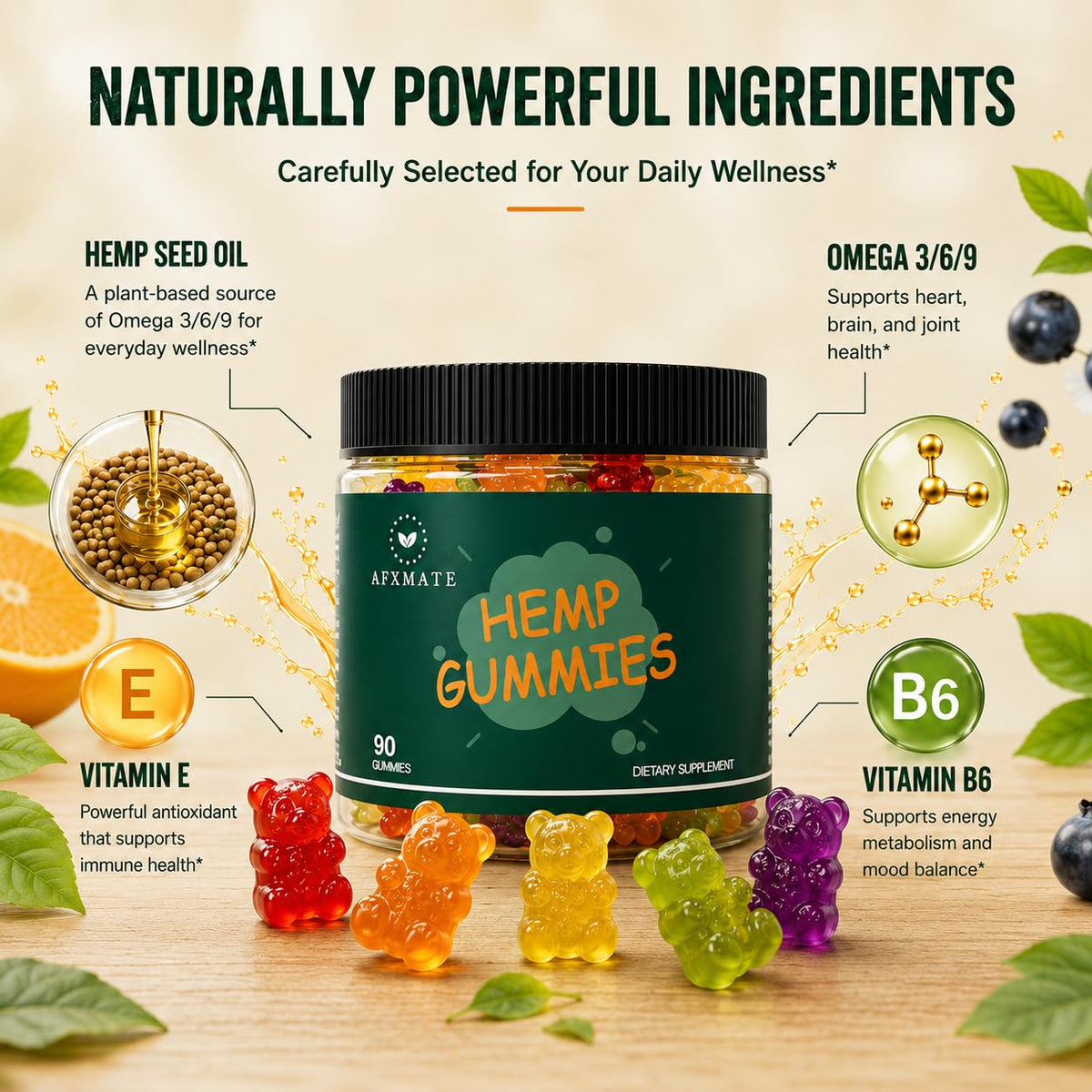 Hemp Gummies Fruit Flavored 90 Gummies U181