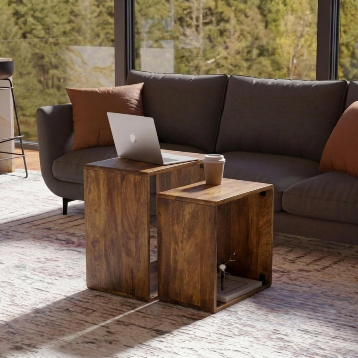 Sheesham Wood Nesting Tables Set of 2 P1941