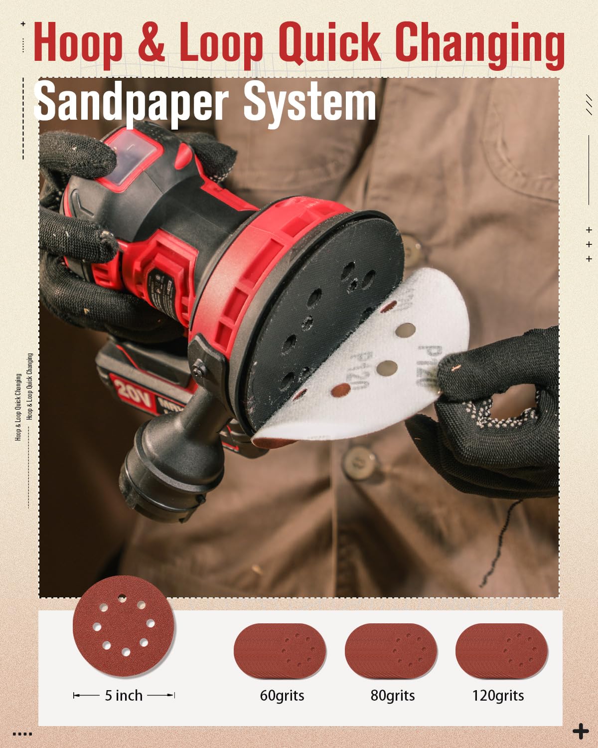 20V Cordless Random Orbital Sander 5” K5830