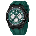 Men's Quartz Chronograph Watch 41MM Waterproof Rubber Strap Luminous X7082