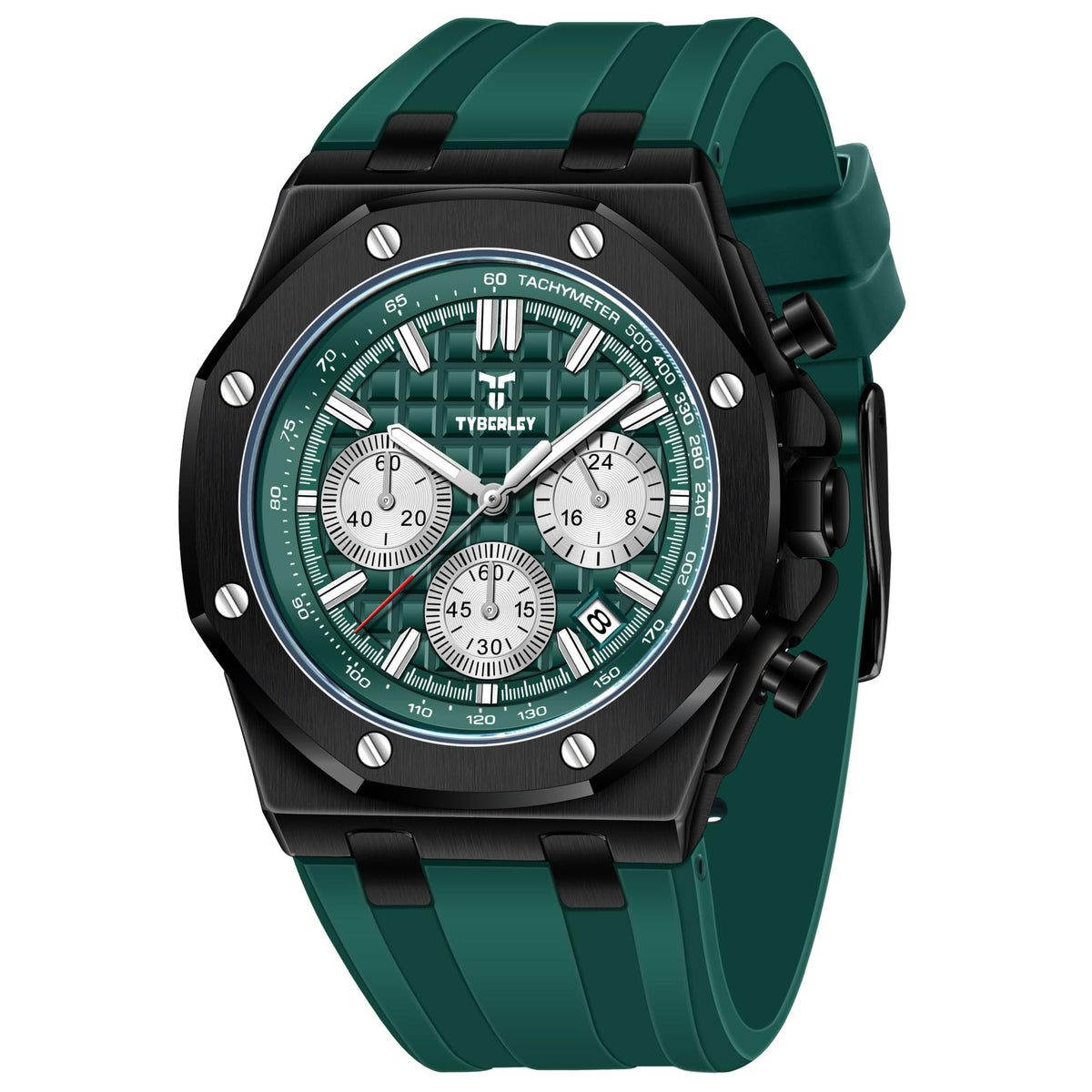 Men's Quartz Chronograph Watch 41MM Waterproof Rubber Strap Luminous X7082