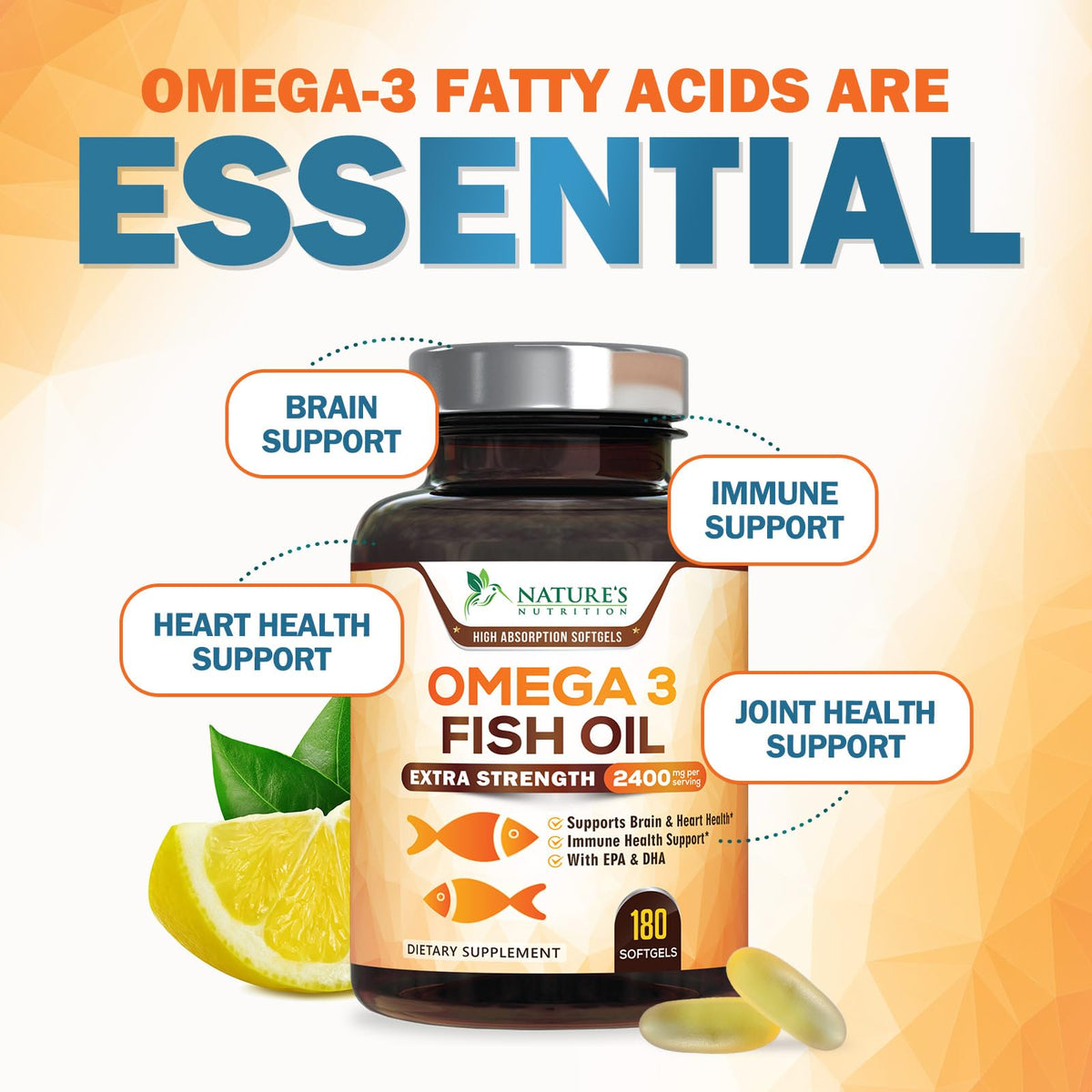 Omega 3 Fish Oil 2400mg Softgels X4400