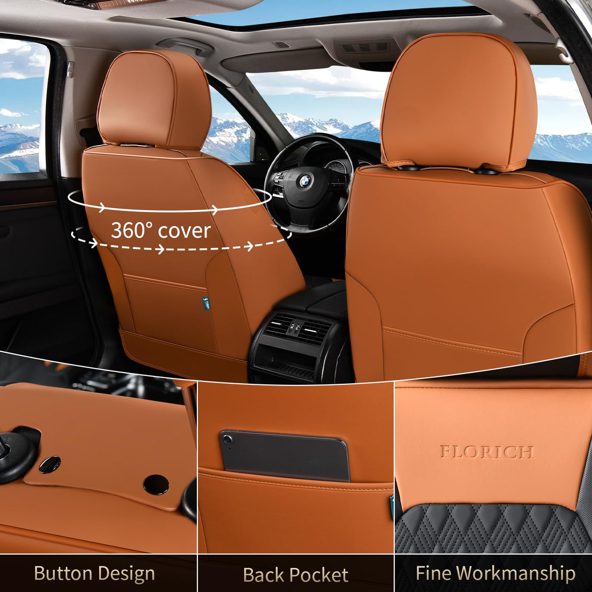 Nappa Leather Car Seat Covers Full Set U13250