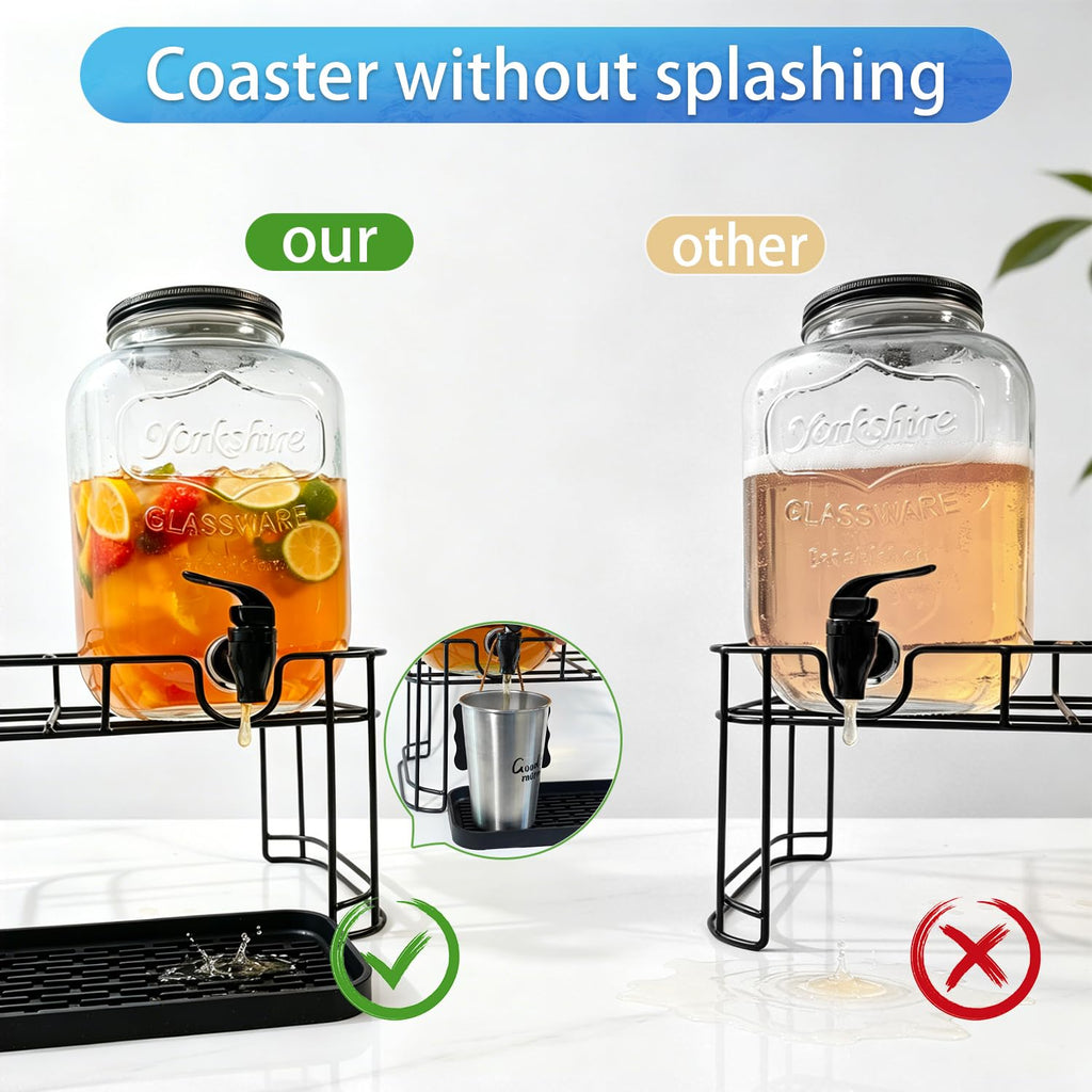 2 Pack 1.5 Gallon Glass Beverage Dispenser with Stand D3204