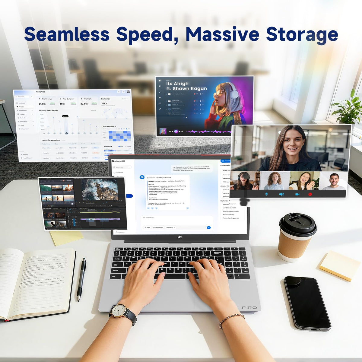 15.6" IPS FHD Laptop 8GB RAM 256GB SSD Z930