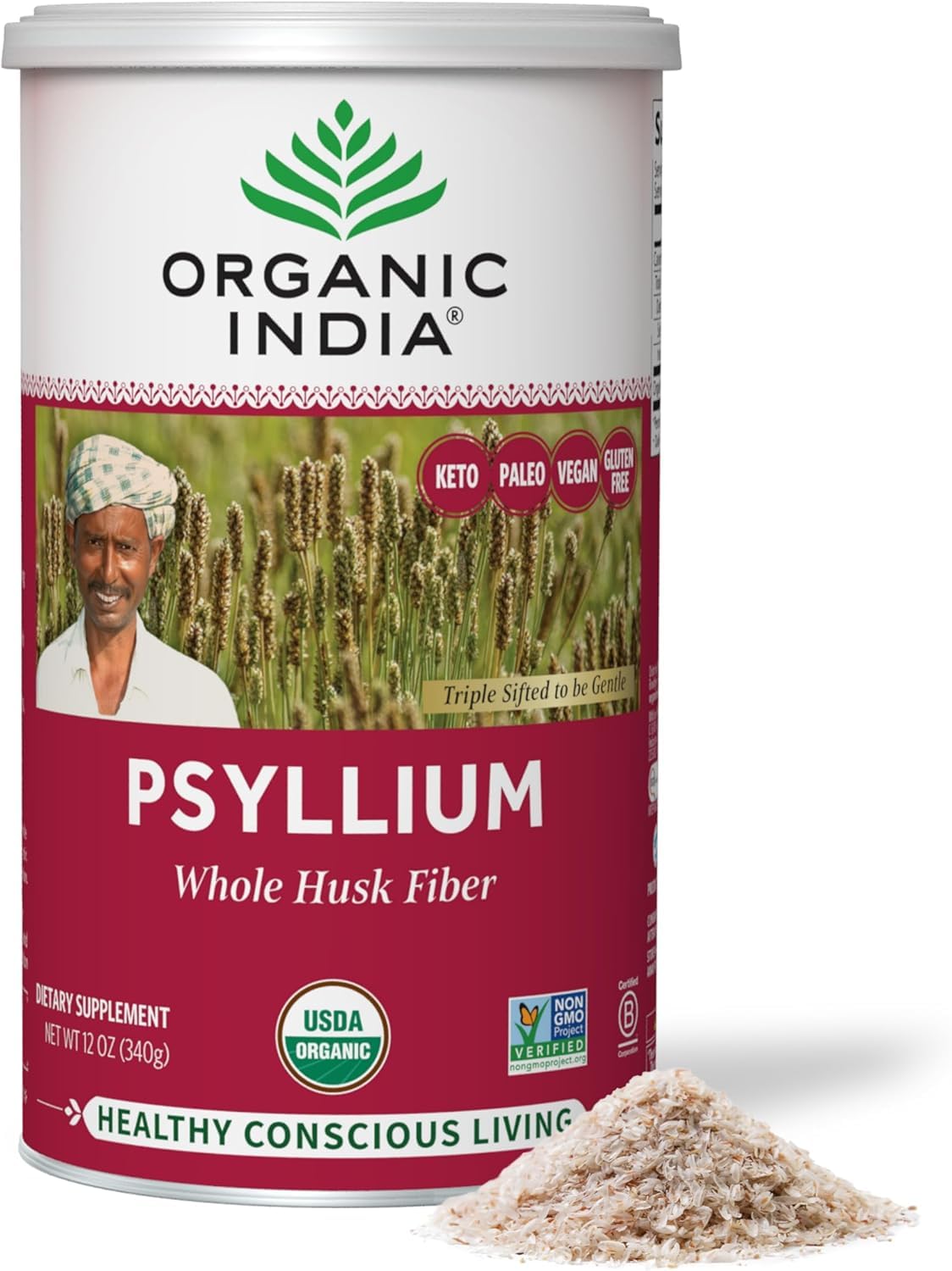 Whole Psyllium Husk Powder Organic Vegan 12 oz Z997249