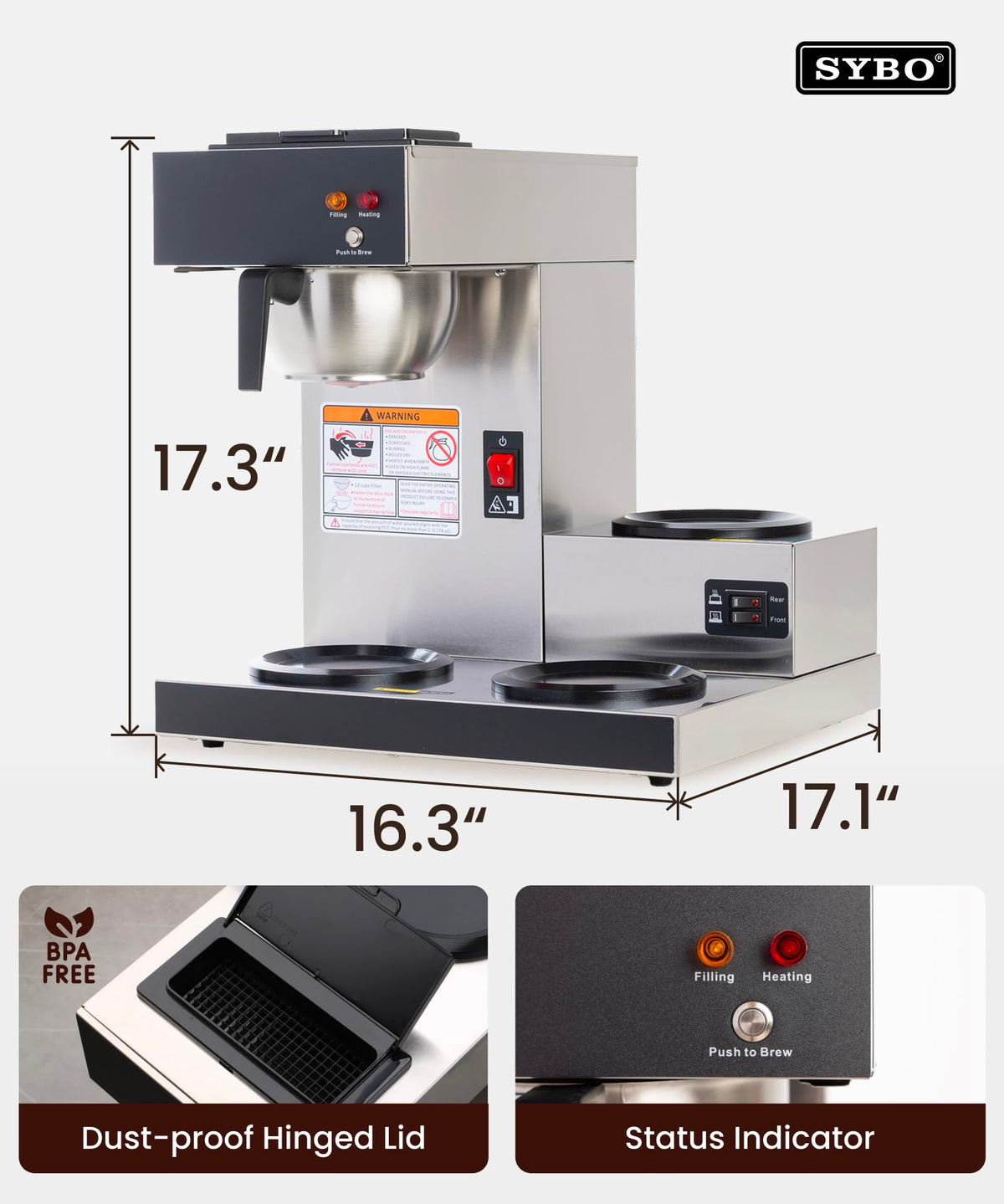 12-Cup Pour Over Coffee Maker with 3 Warmers N585771