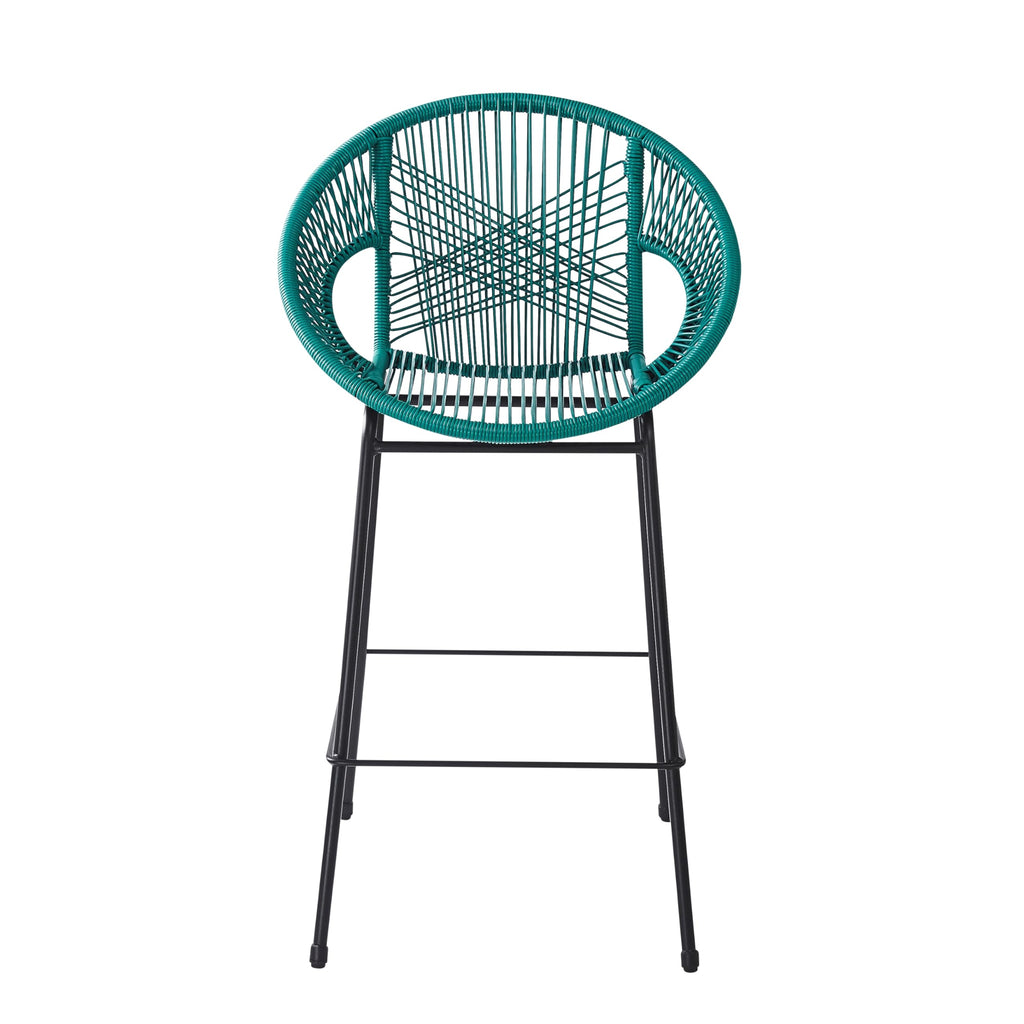 Teal Faux Wicker Outdoor Bar Stool Set of 2 S692606