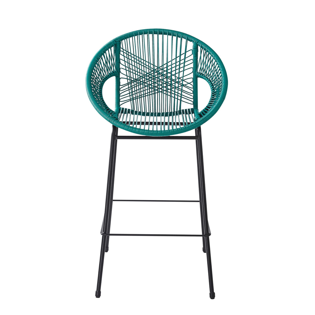 Teal Faux Wicker Outdoor Bar Stool Set of 2 S692606