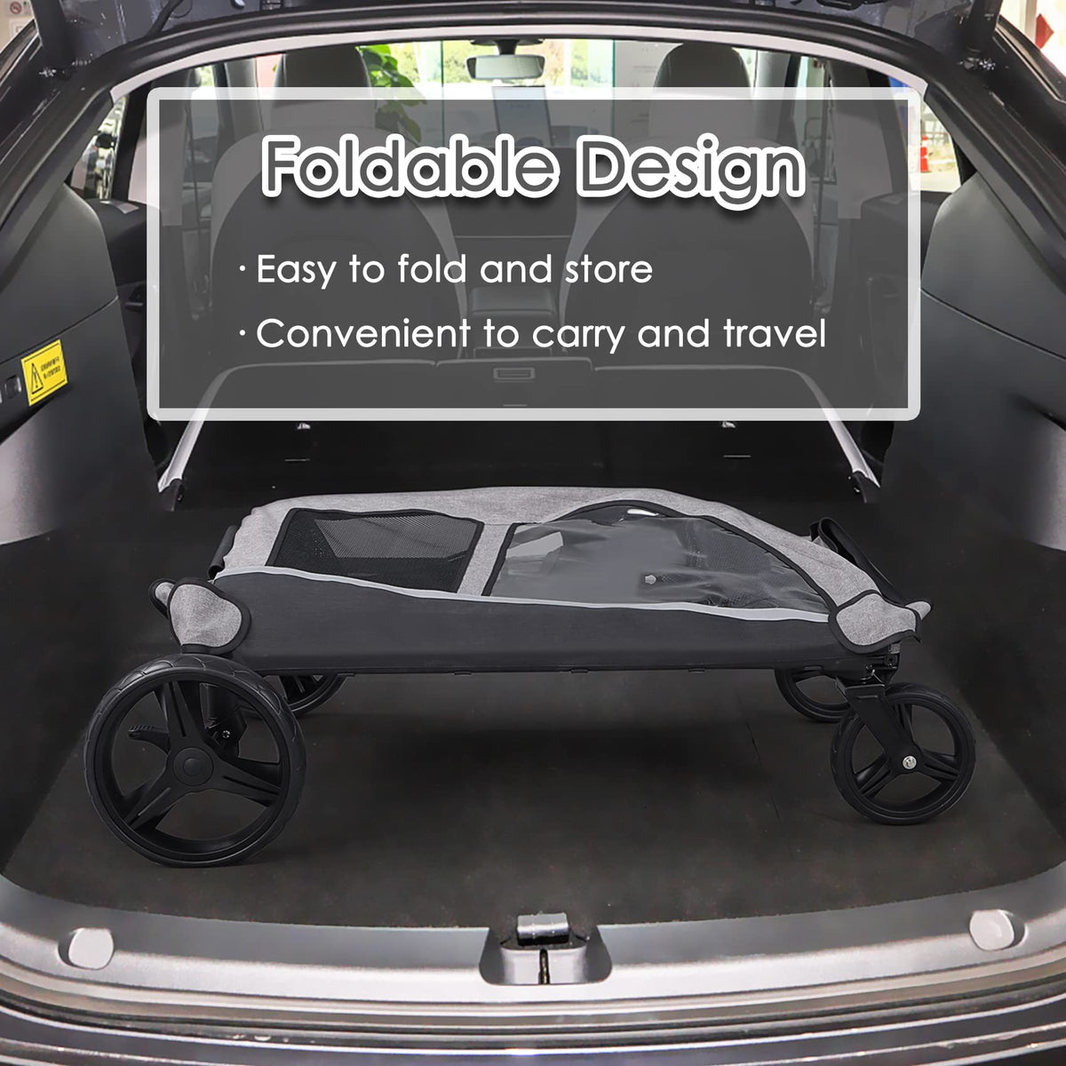 Extra Large Foldable Dog Stroller with Pocket, Up to 130 lbs B675717