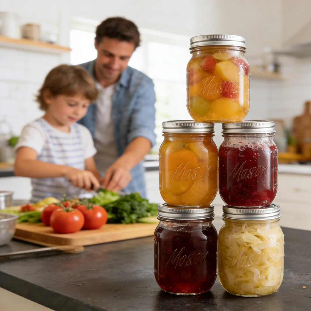 16 oz 6-Pack Regular Mouth Glass Mason Jars with Airtight Lids D952