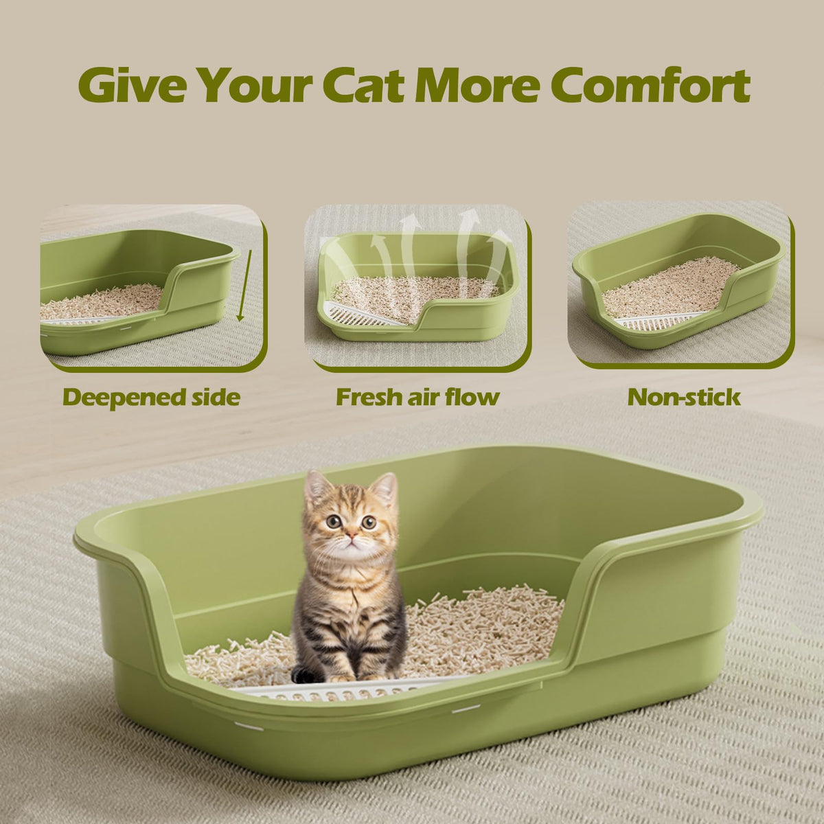 Extra Large High Sides Low Entry Cat Litter Box B392