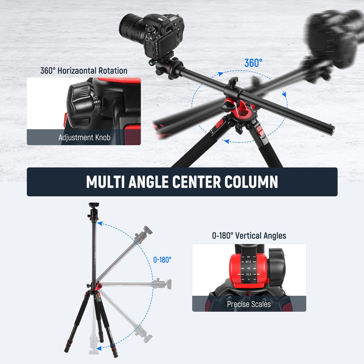 72 Inch Camera Tripod Monopod with Ball Head D752