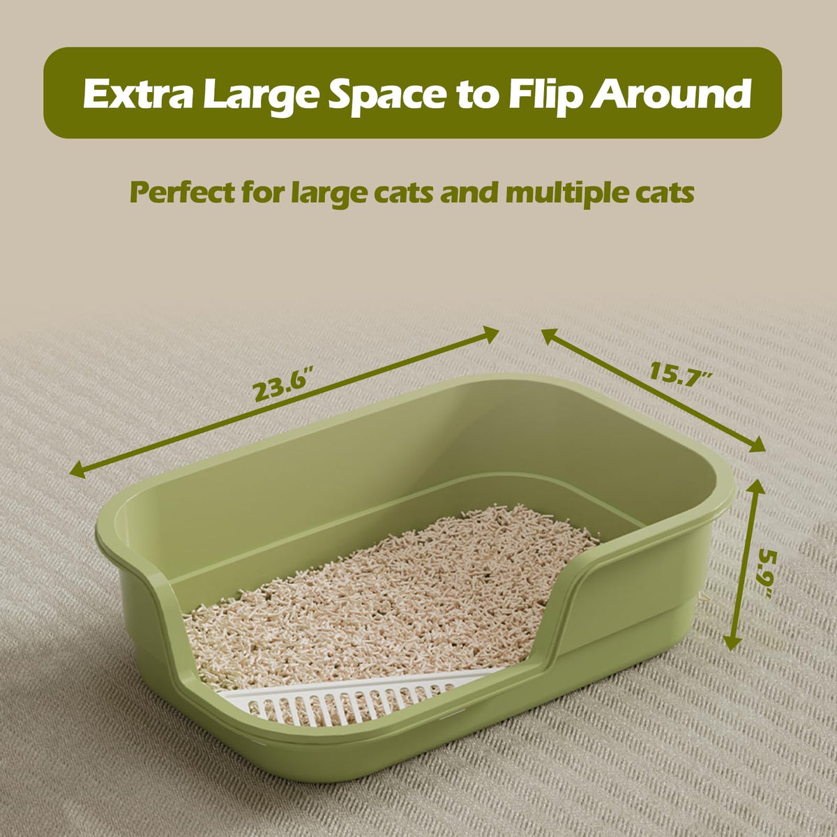 Extra Large High Sides Low Entry Cat Litter Box B392