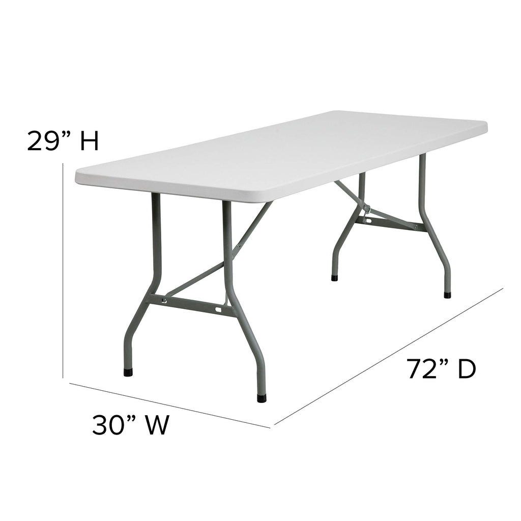 6-Foot Granite White Plastic Folding Table Q2512