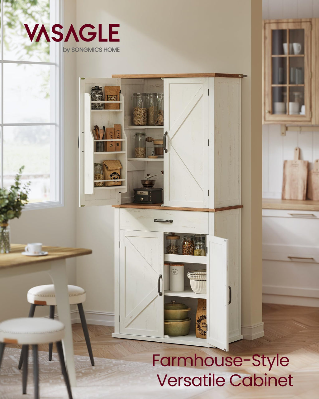 Freestanding Tall Pantry Cabinet with Drawer R887709