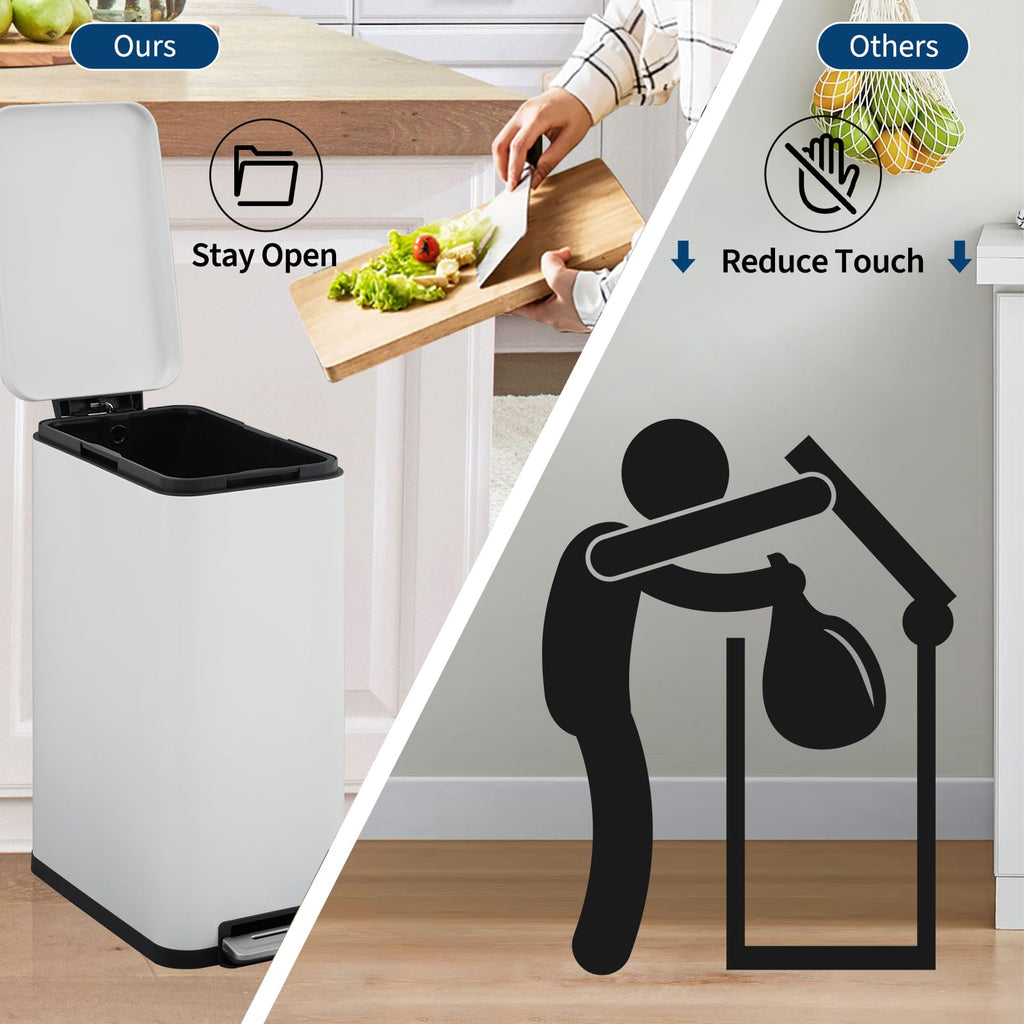 13 Gallon Stainless Steel Slim Trash Can with Soft-Close Lid G973