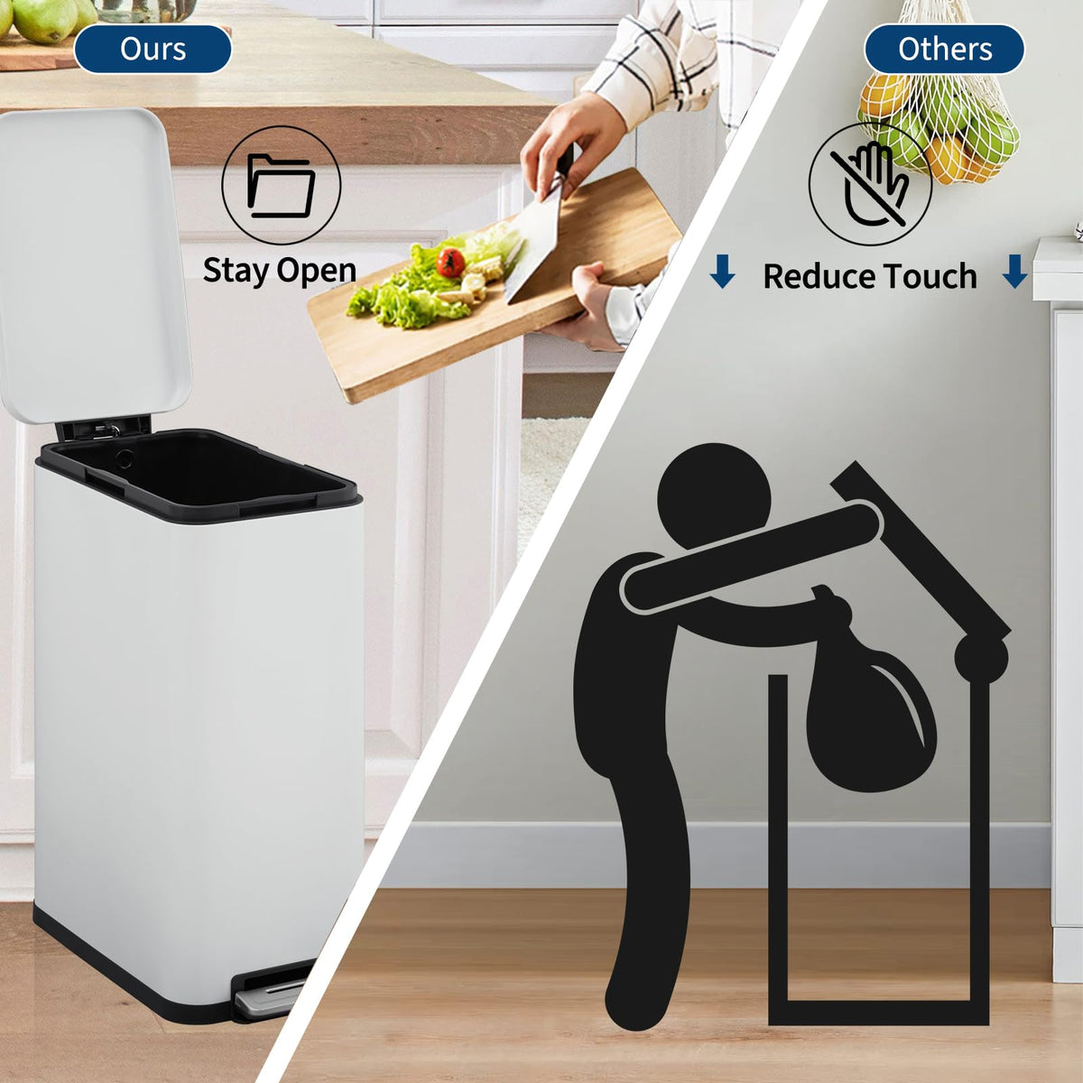 13 Gallon Stainless Steel Slim Trash Can with Soft-Close Lid G973