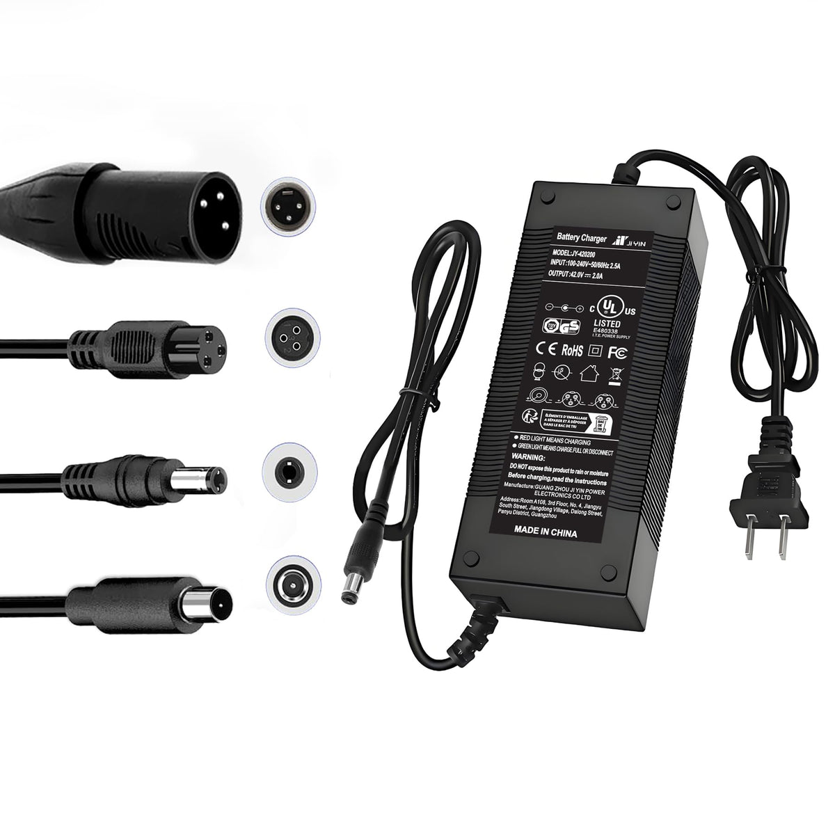 42V 2A Electric Scooter Charger with 4 Plugs D4509