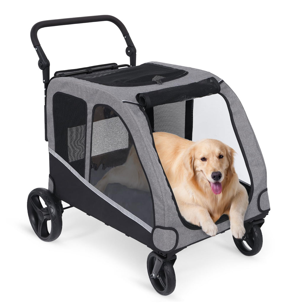 Extra Large Foldable Dog Stroller with Pocket, Up to 130 lbs B675717