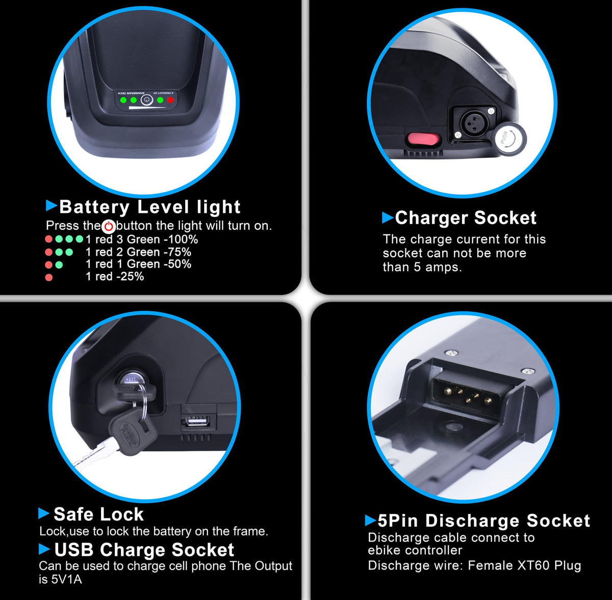 48V 13Ah Lithium Ebike Battery with 30A BMS J3064