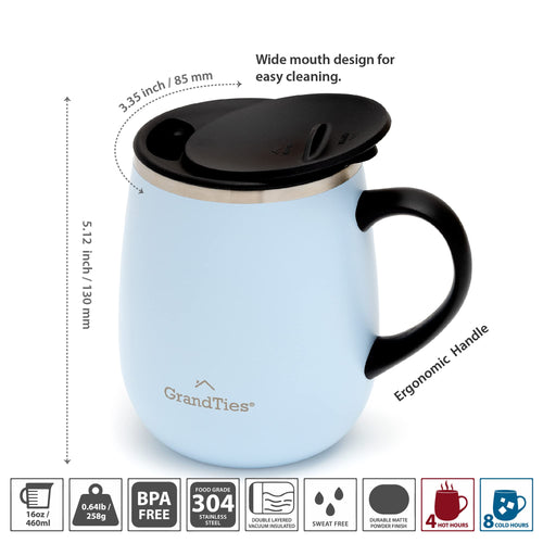 16 oz Insulated Stainless Steel Tumbler 2-Pack with Handle & Sliding Lid F265