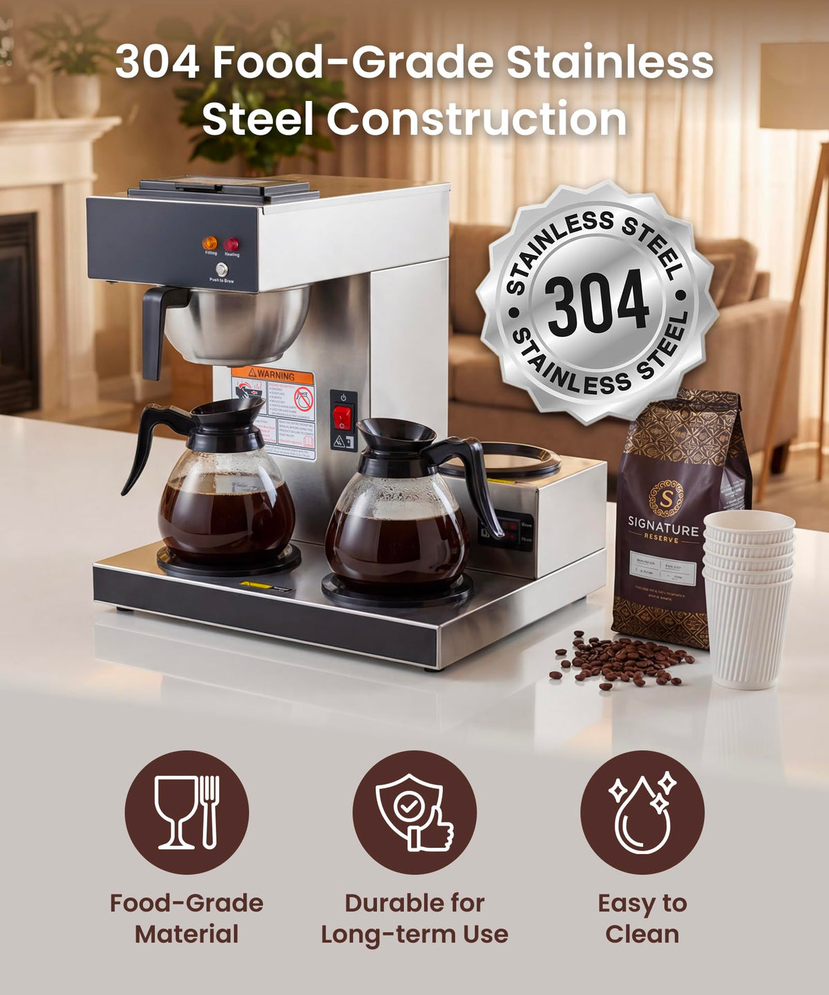 12-Cup Pour Over Coffee Maker with 3 Warmers N585771