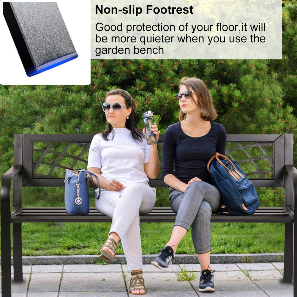 45.5" Black Metal Outdoor Bench 400lbs Capacity M1761