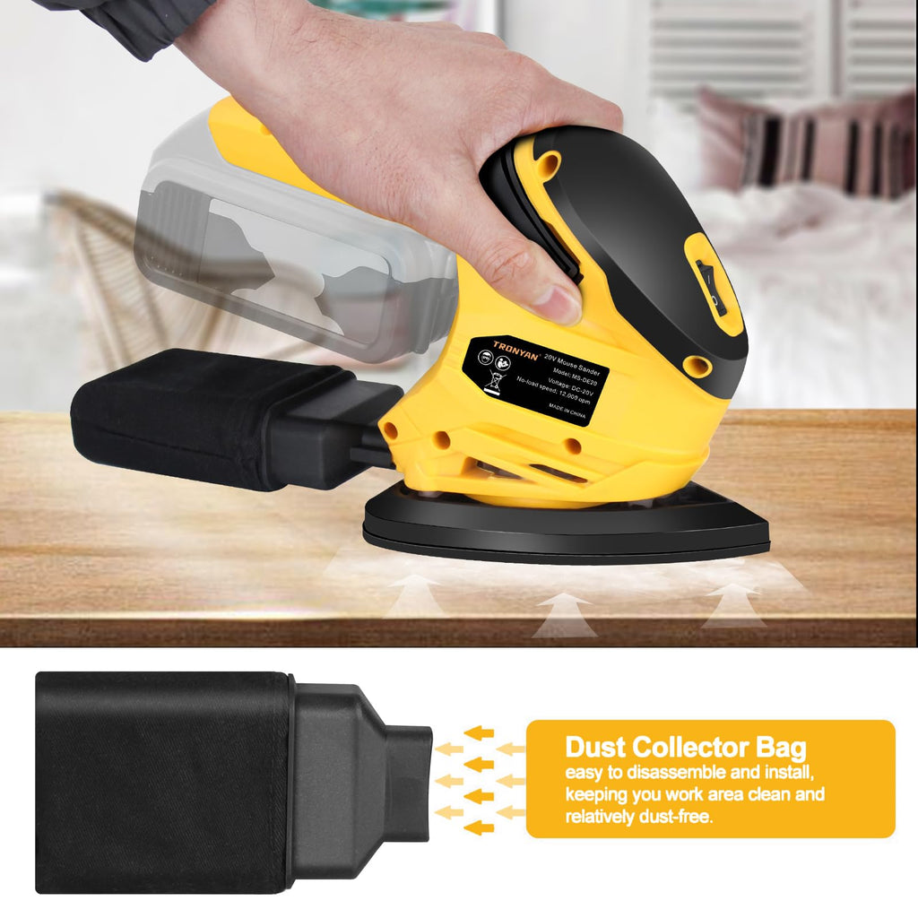 Cordless Detail Sander, 12,000 OPM, 10Pcs Sandpapers, Dust Bag P1216