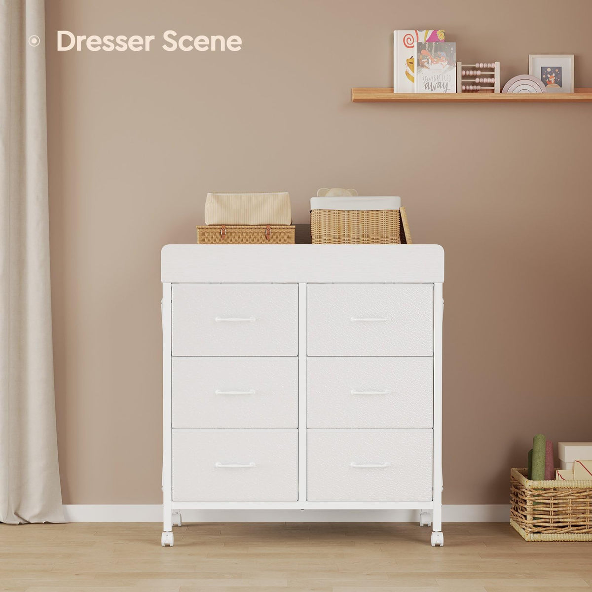 White 6 Drawer Changing Table Dresser U22872