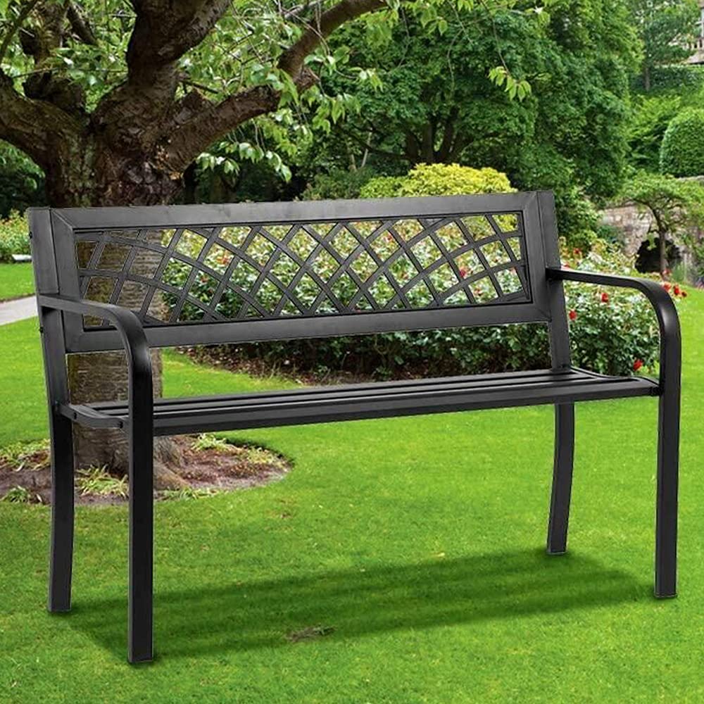 45.5" Black Metal Outdoor Bench 400lbs Capacity M1761