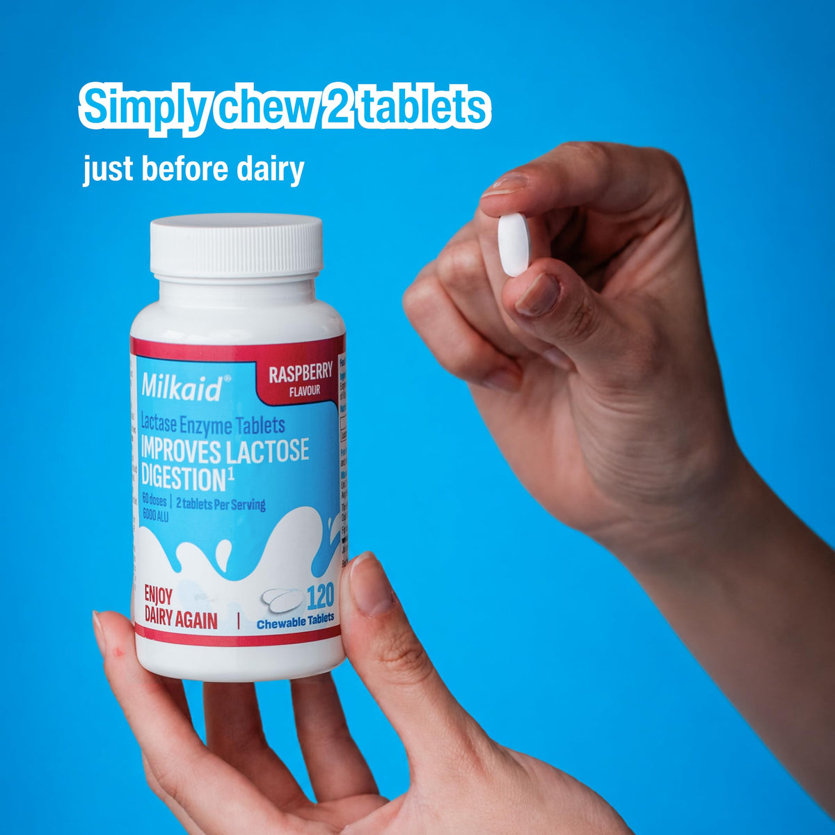 Chewable Lactase Enzyme Tablets 360 Tablets Raspberry X66718