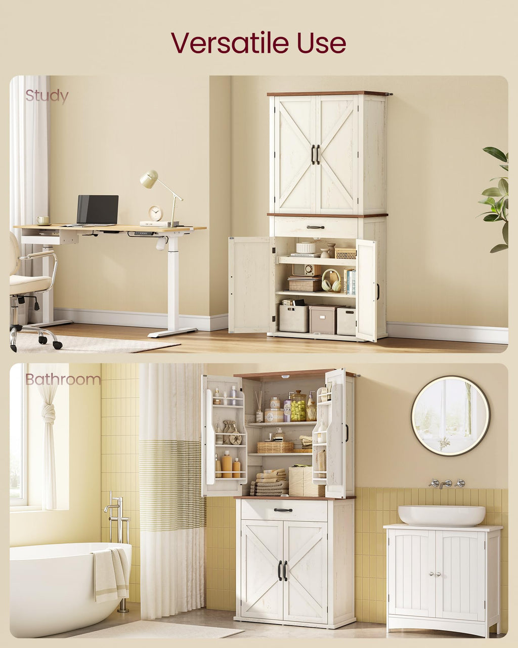 Freestanding Tall Pantry Cabinet with Drawer R887709