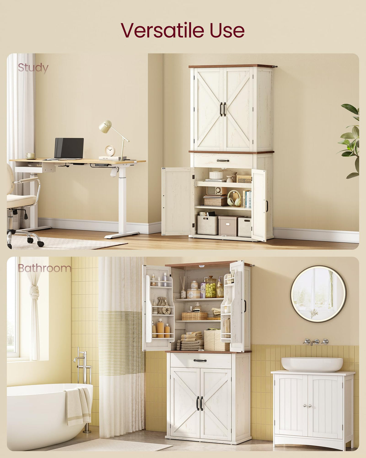 Freestanding Tall Pantry Cabinet with Drawer R887709