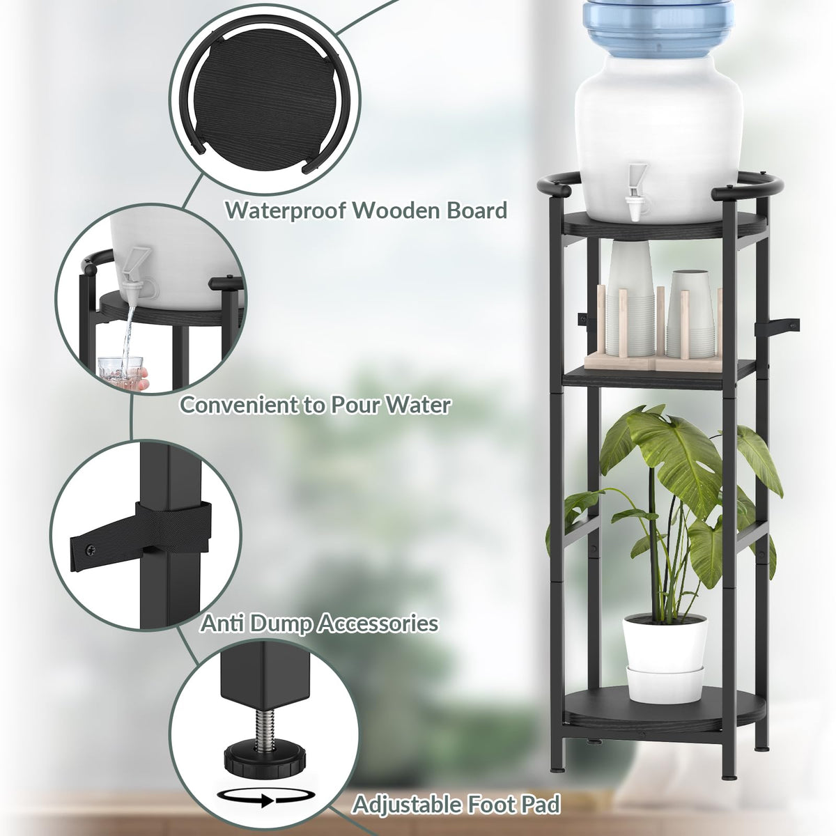 Black 5 Gallon Water Jug Stand R976